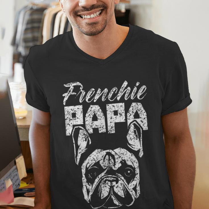 Frenchie Papa Lover Owner French Bulldog Dad Father Daddy Men's V-Neck T-Shirt