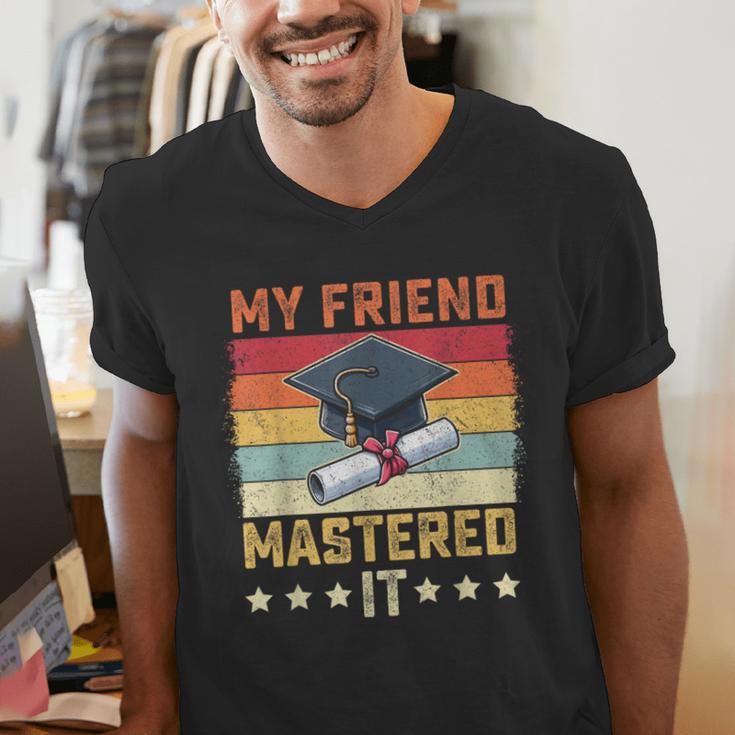 My Friend Mastered It Master's Degree Graduation Vintage Men's V-Neck T-Shirt
