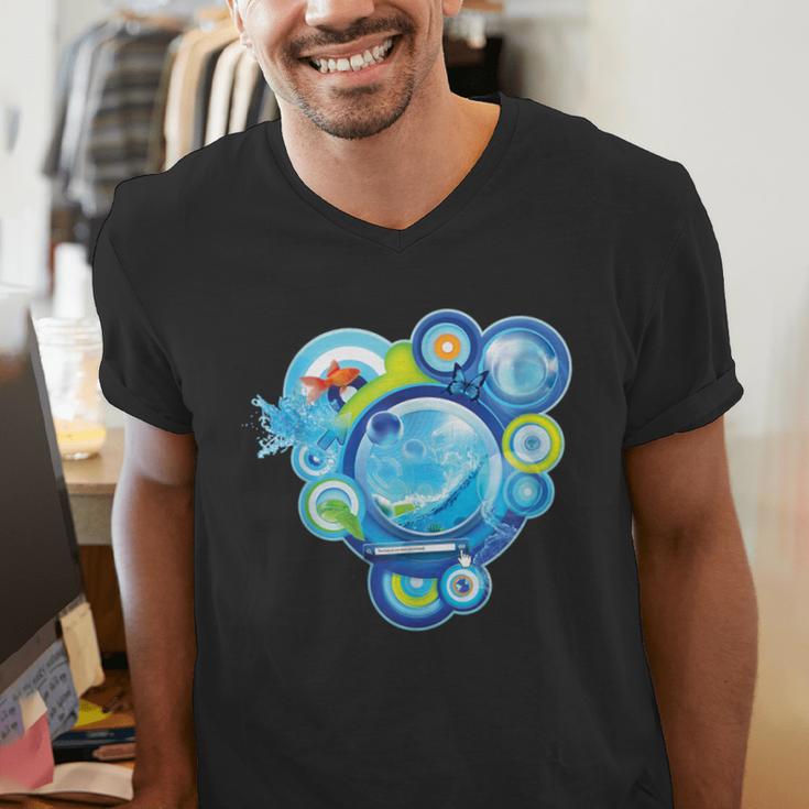 Frutiger Aero Metro Abstract Maximalism 2000s Nostalgia Men's V-Neck T-Shirt
