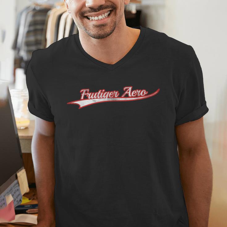 Frutiger Aero Retro Digital Aesthetic Y2K Vintage Varsity Men's V-Neck T-Shirt