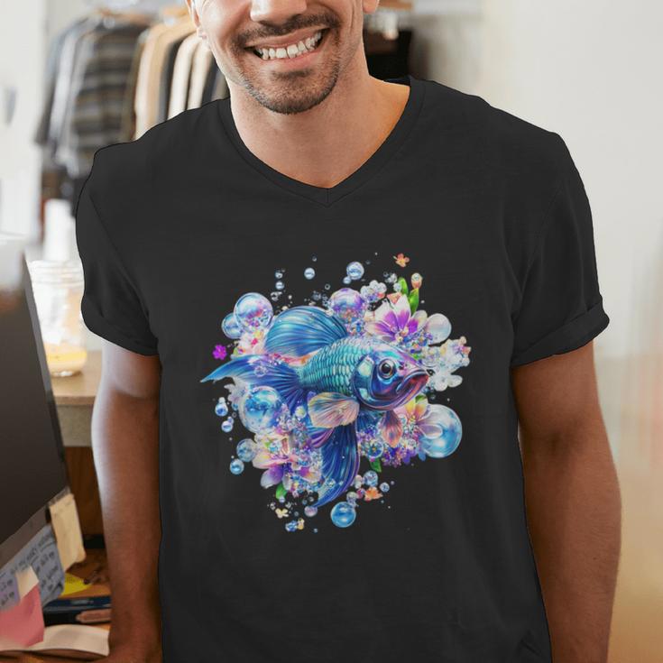 Frutiger Aero Y2K Fish Men's V-Neck T-Shirt