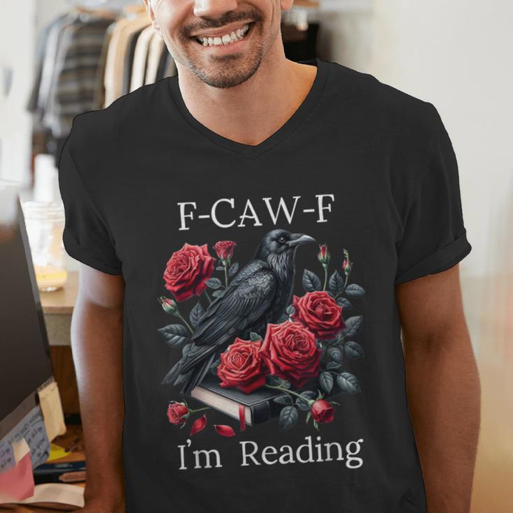 Fuck Off Im Reading Smut Books Dark Romance Book Crow F Cawf Men's V-Neck T-Shirt