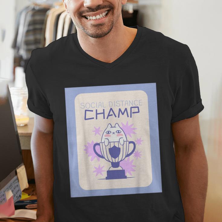 Fun Cute Introvert Cat Character Trophy For Men Women Men's V-Neck T-Shirt