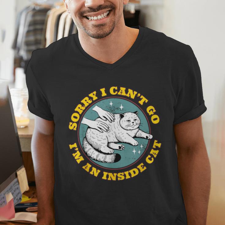 Funny Introvert Cat I Can't Go I'm An Inside Cat Homebody Men's V-Neck T-Shirt Funny Introvert Cat I Can't Go I'm An Inside Cat Homebody Men's V-Neck T-Shirt
