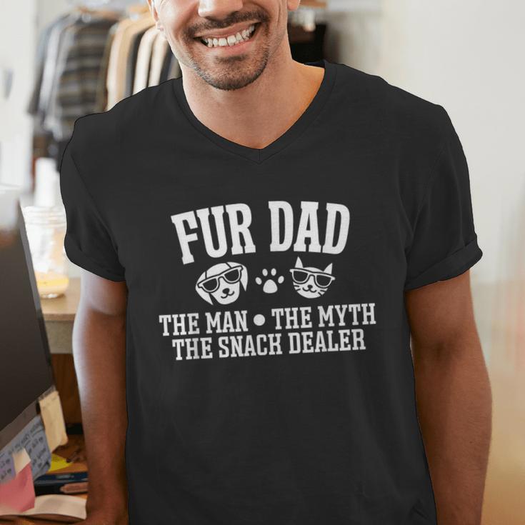 Fur Dad Man Myth Snack Dealer Dog Cat Men's V-Neck T-Shirt