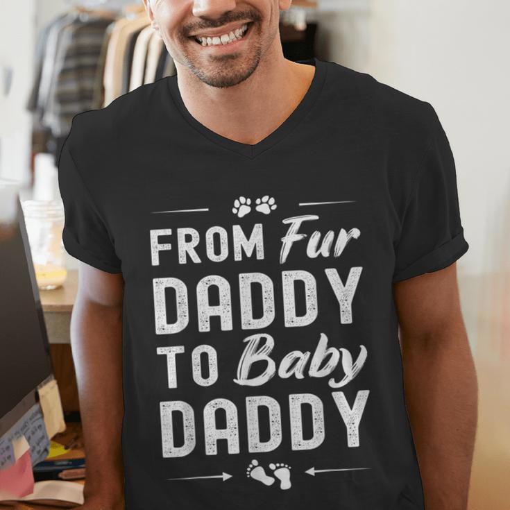 From Fur Daddy To Baby Daddy Dog Dad Fathers Pregnancy Small Men's V-Neck T-Shirt