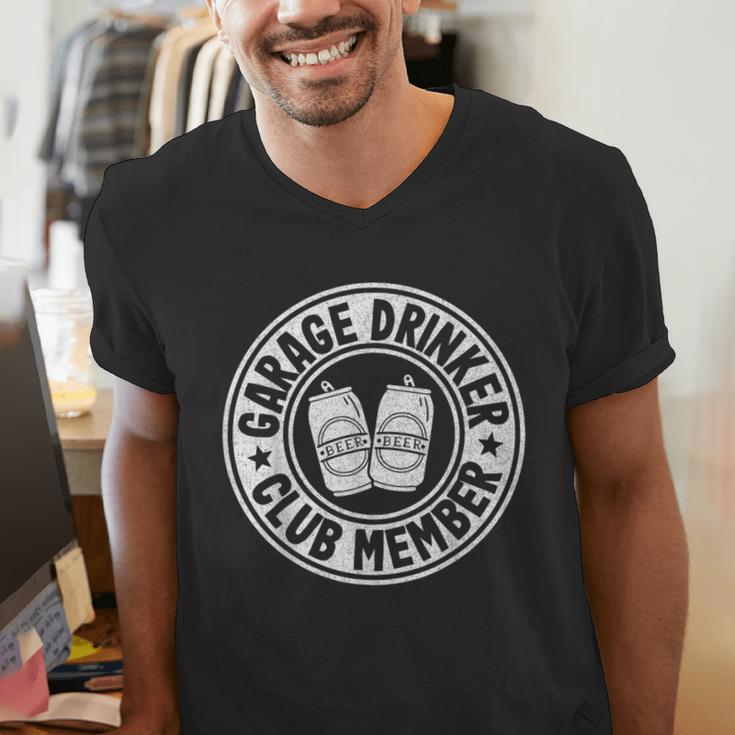Garage Drinker Club Member Day Drinking Dad Beer Garage Men's V-Neck T-Shirt