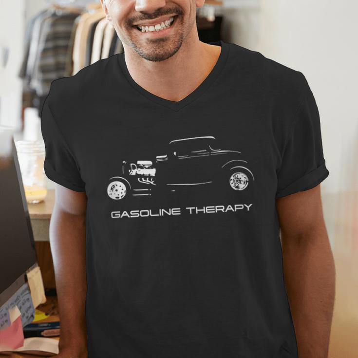 Gasoline Therapy Automotive Nostalgia Vintage Hotrod Car Men's V-Neck T-Shirt