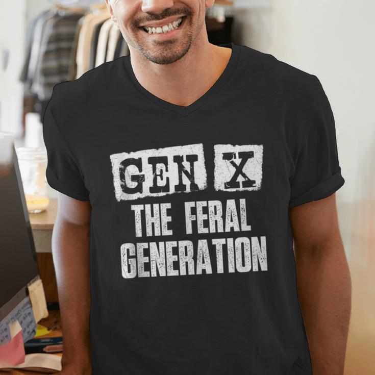 Gen X The Feral Generation Generation X Gen Xer Nostalgia Men's V-Neck T-Shirt Gen X The Feral Generation Generation X Gen Xer Nostalgia Men's V-Neck T-Shirt