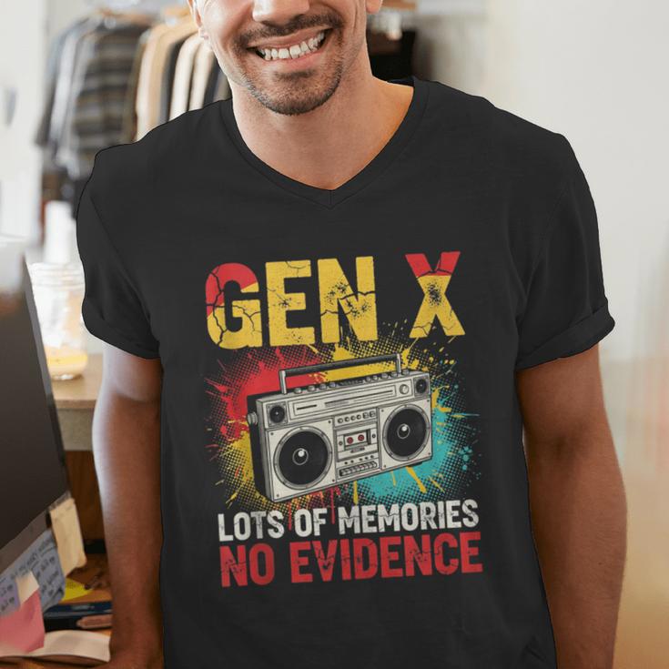 Gen X Lots Of Memories No Evidence Retro Nostalgia Humor Men's V-Neck T-Shirt