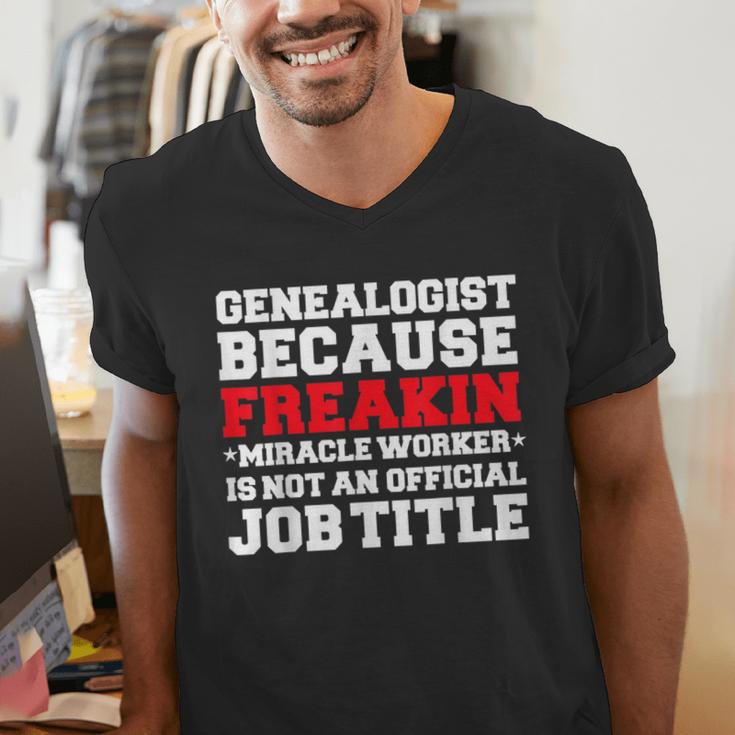 Genealogist Miracle Worker Genealogy Graduation Men's V-Neck T-Shirt