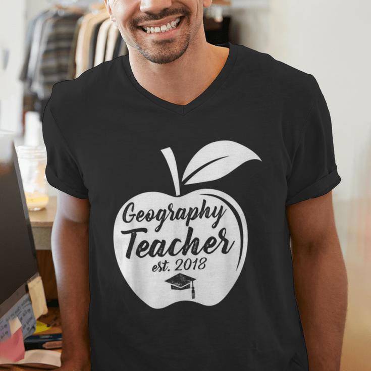 Geography Teacher Est 2018 School GraduationShirt Men's V-Neck T-Shirt