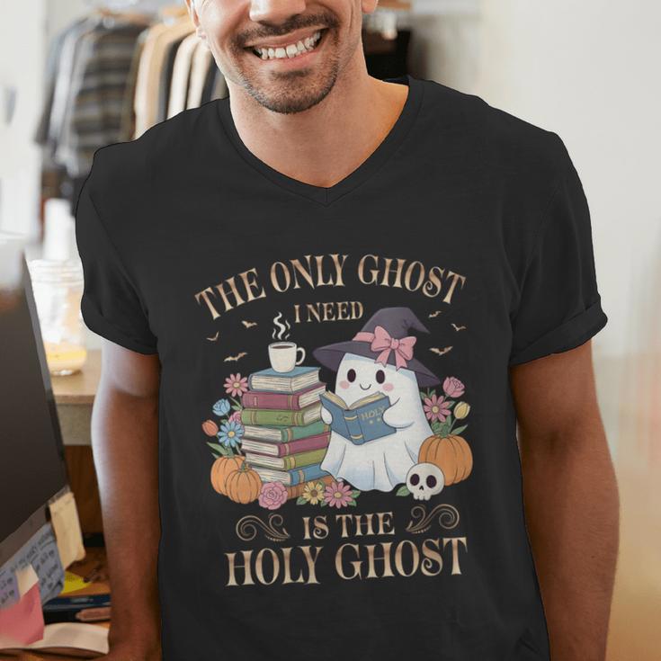 The Only Ghost I Need Is The Holy Ghost Books Reading Lovers Men's V-Neck T-Shirt