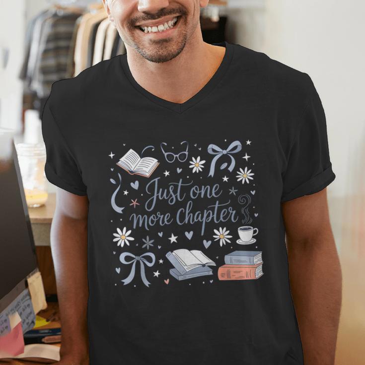 Girl Coquette Bow Just One More Chapter Book Bookish Reading Men's V-Neck T-Shirt