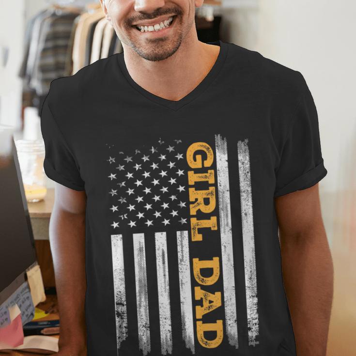 Girl Dad Father's Day Dad Daughter Dad Of Girls Outnumbered Men's V-Neck T-Shirt