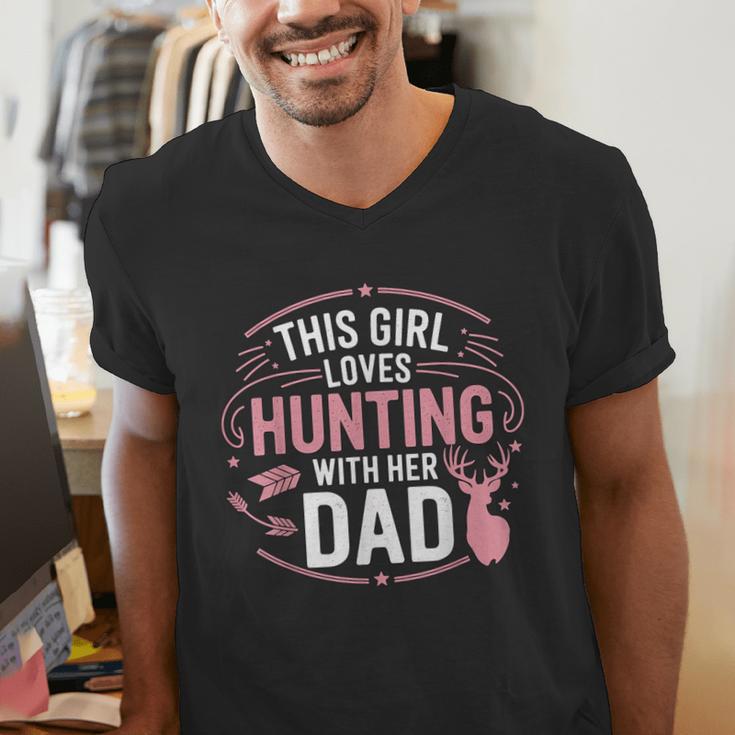This Girl Loves Hunting With Her Dad Pink Deer Hunter Men's V-Neck T-Shirt This Girl Loves Hunting With Her Dad Pink Deer Hunter Men's V-Neck T-Shirt