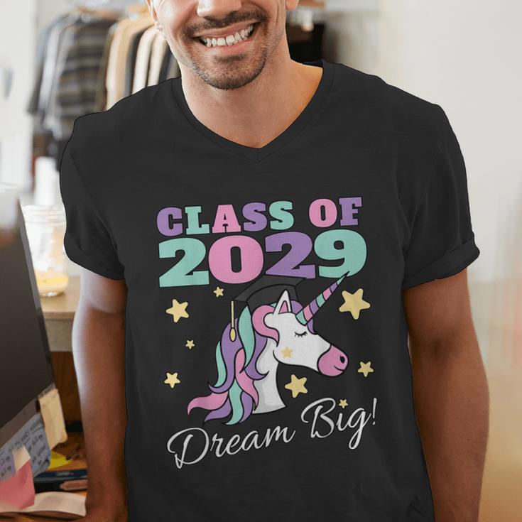 Girls Class Of 2029 Magical Unicorn Graduation Cap Men's V-Neck T-Shirt