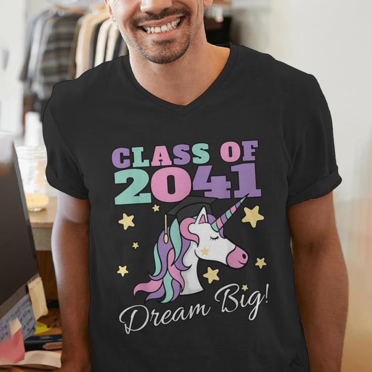 Girls Class Of 2041 Magical Unicorn Graduation Cap Men's V-Neck T-Shirt