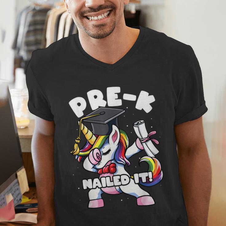 Girls Dabbing Unicorn Pre-K PreSchool Nailed It Graduation Men's V-Neck T-Shirt