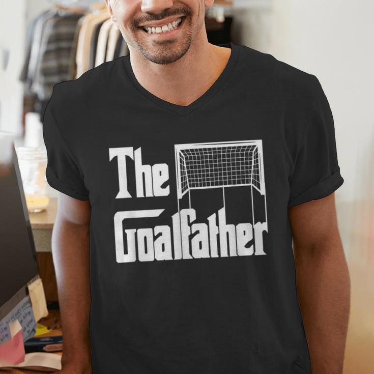 The Goalfather Dad Soccer Goalkeeper Goalie Coach Footballer Men's V-Neck T-Shirt