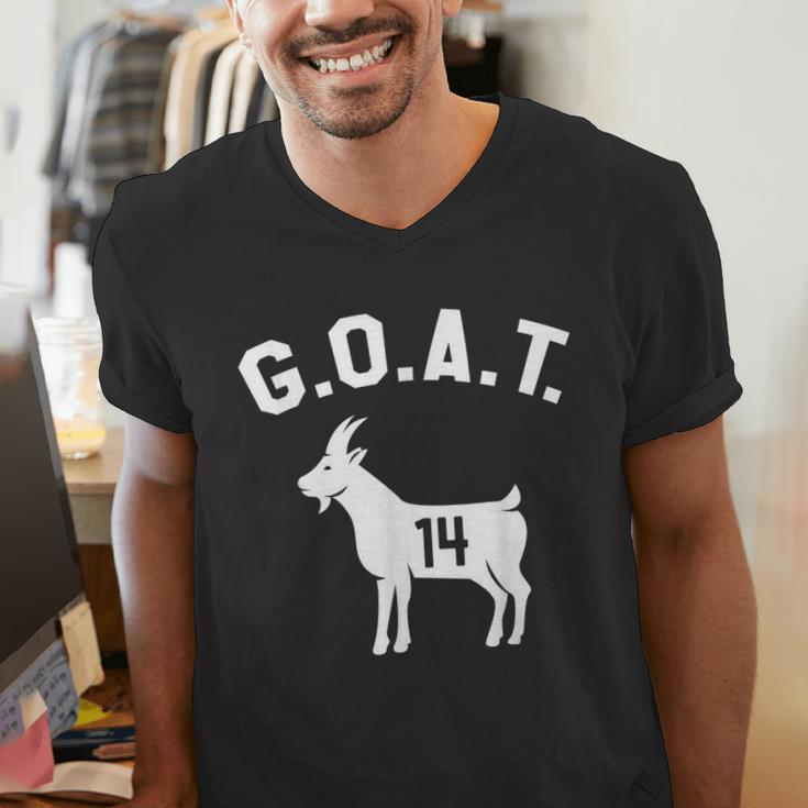 GOAT Number 14 Greatest Of All Time Dad Joke Men's V-Neck T-Shirt