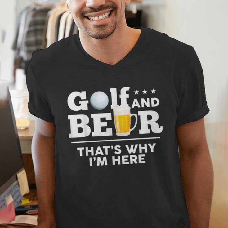 Golf And Beer Joke Dad Fathers Day Drinking Birthday Small Men's V-Neck T-Shirt