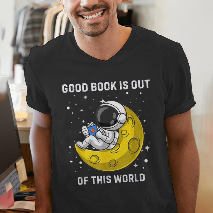 Good Book Is Out Of This World Astronaut Read Book Bookworm Men's V-Neck T-Shirt