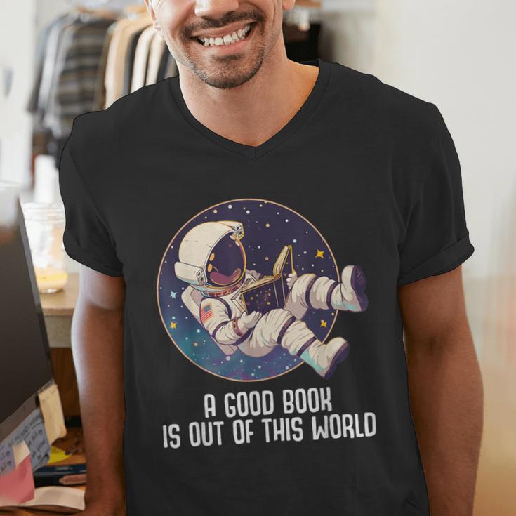 Good Book Is Out Of This World Astronaut Space Men's V-Neck T-Shirt