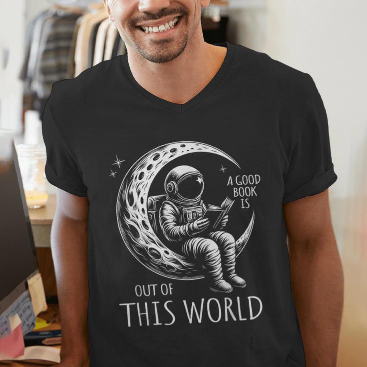 A Good Book Is Out Of This World Kids Reading Imagination Men's V-Neck T-Shirt A Good Book Is Out Of This World Kids Reading Imagination Men's V-Neck T-Shirt
