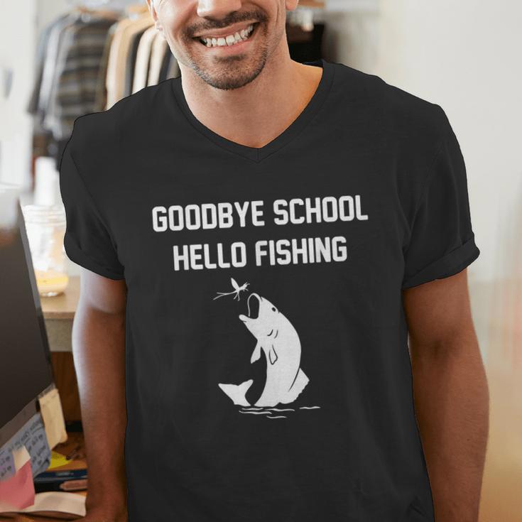Goodbye School Hello Fishing Graduation T-Shirt Men's V-Neck T-Shirt