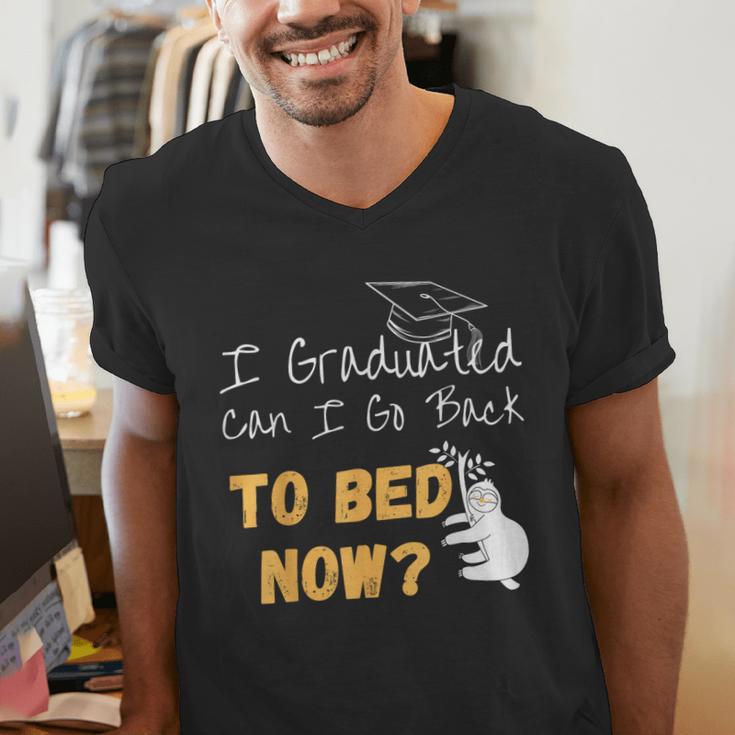 I Graduated Can I Go Back To Bed Now Graduation Sloth Men's V-Neck T-Shirt
