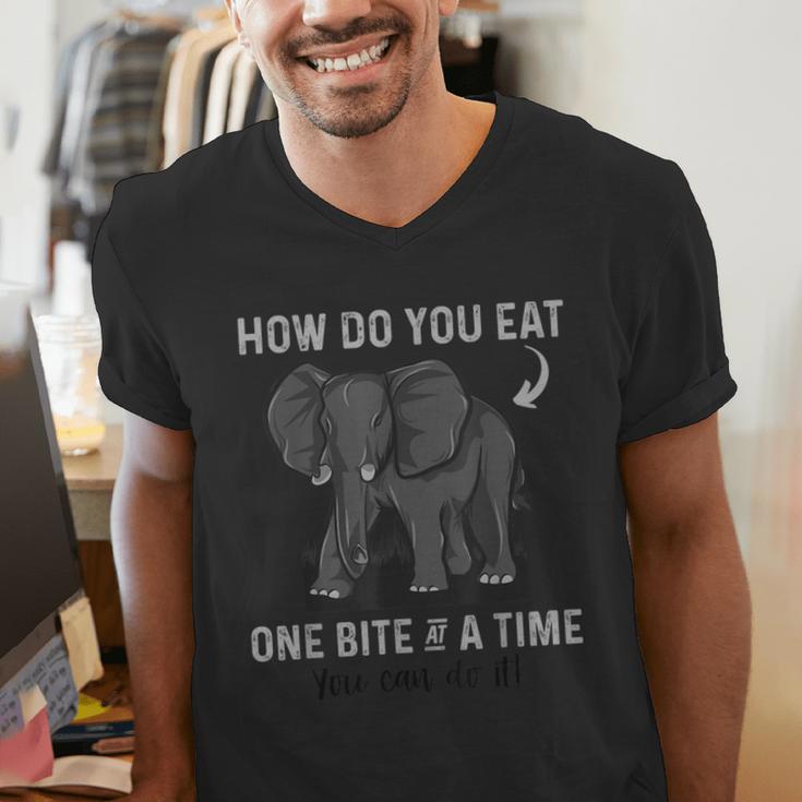 Graduation Apparel How To Eat Elephant One Bite At A Time Men's V-Neck T-Shirt
