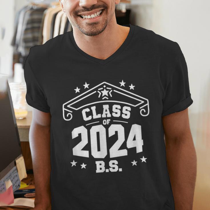 Graduation BS Class Of 2024 Grad Congratulations Graduate Men's V-Neck T-Shirt