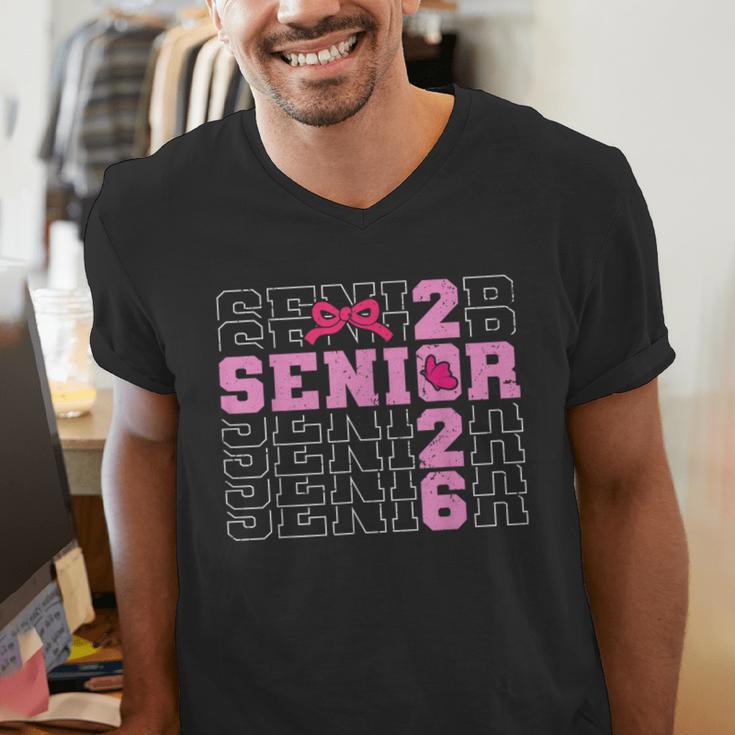 Graduation Class Of 2026 Senior 2026 Pink Bow Coquette Men's V-Neck T-Shirt