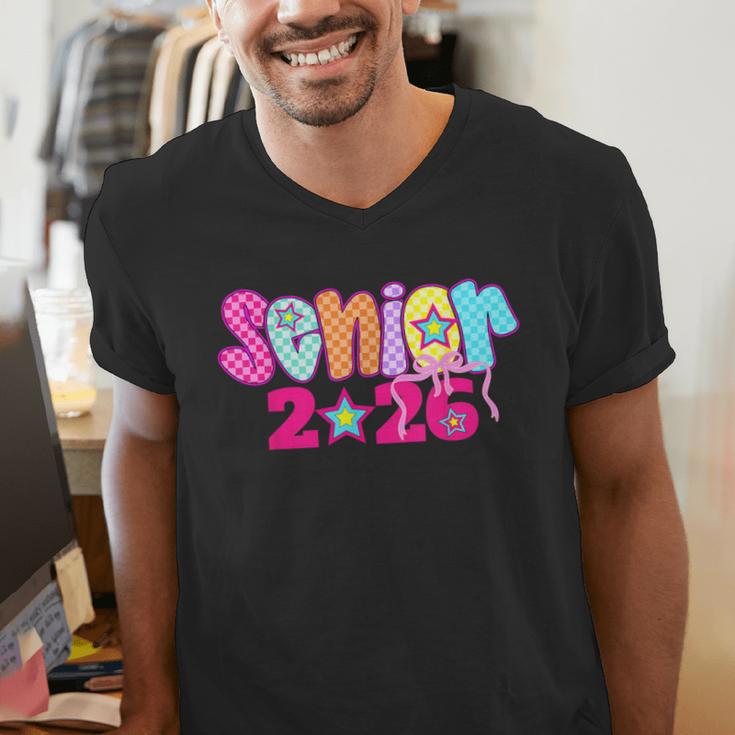 Graduation Class Of 2026 Senior Pink Coquette Bow 2026 Grade Men's V-Neck T-Shirt