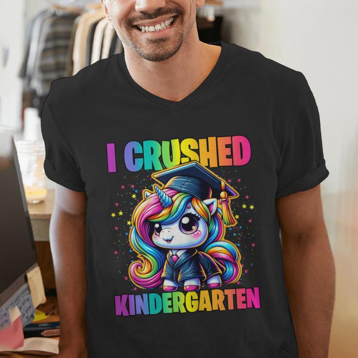 Graduation I Crushed Kindergarten Unicorn Girls Grad Magical Men's V-Neck T-Shirt