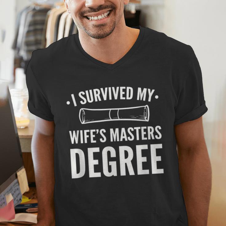 Graduation Day Husband I Survived My Wifes Masters Degree Men's V-Neck T-Shirt