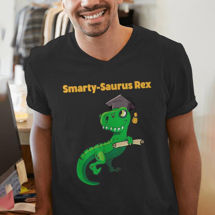 Graduation Dinosaur Smarty Saurus Rex Diploma Dinosaur Men's V-Neck T-Shirt