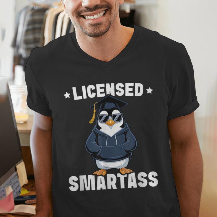 Graduation Penguin Licensed Smartass Graduate Men's V-Neck T-Shirt