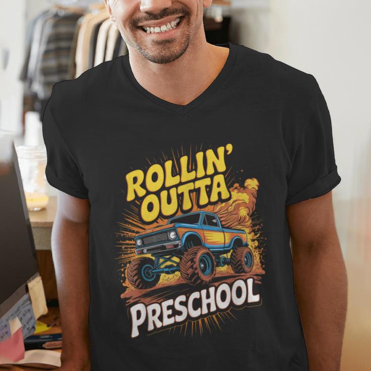 Graduation Rollin' Outta Preschool Monster Truck Boys Pre-K Men's V-Neck T-Shirt