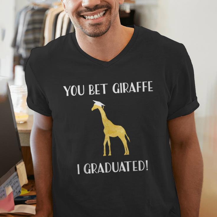 Graduation Shirt You Bet Giraffe I Graduated Pun Men's V-Neck T-Shirt
