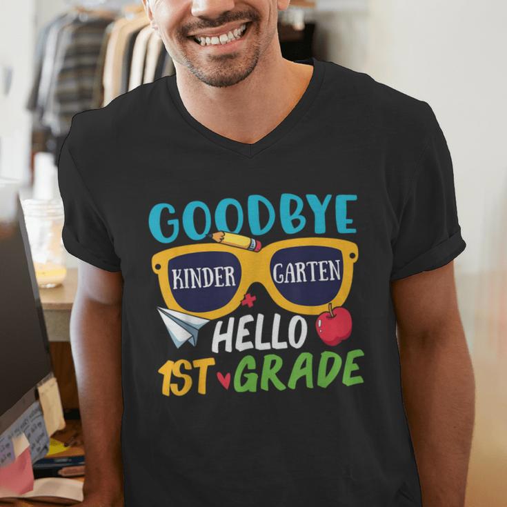 Graduation Shirt Goodbye Kindergarten Hello 1st Grade School Men's V-Neck T-Shirt