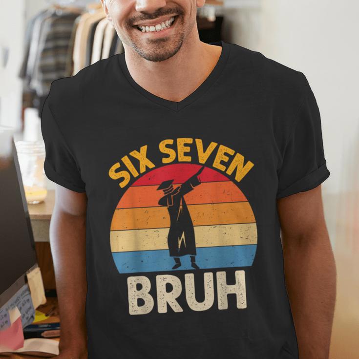 Graduation Six Seven Bruh Dabbing 67 Meme 6 7 Boys Kids Men's V-Neck T-Shirt