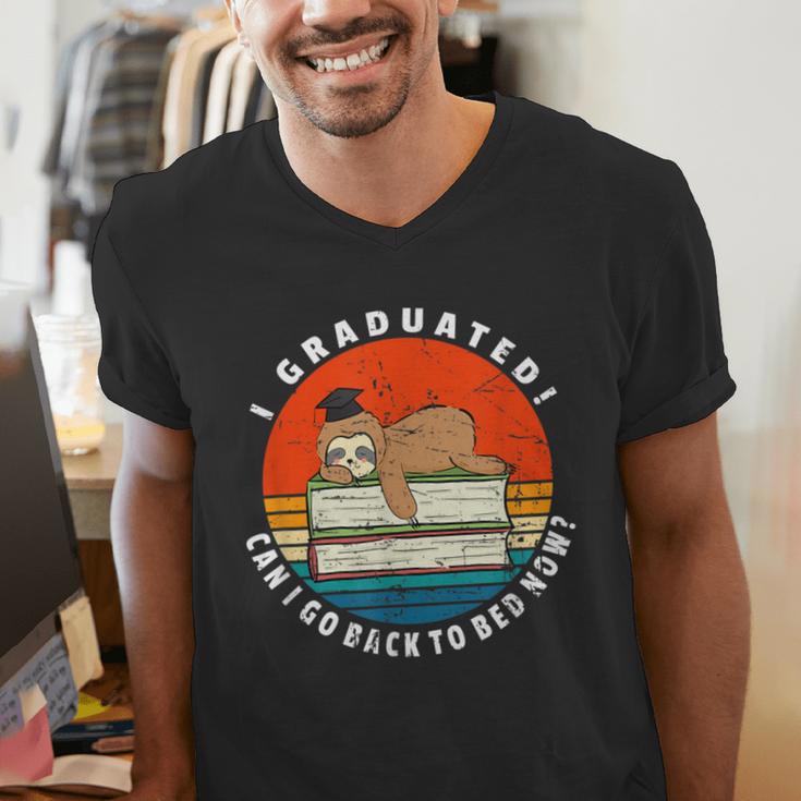 Graduation Sloth Can I Go Back To Bed Now Vintage Men's V-Neck T-Shirt