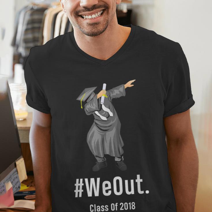Graduation T-Shirt Dabbing Graduation We Out Class Of 2018 Men's V-Neck T-Shirt