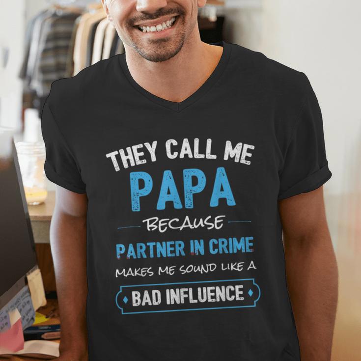 Grandpa Papa Partner In Crime Dad Men's V-Neck T-Shirt Grandpa Papa Partner In Crime Dad Men's V-Neck T-Shirt