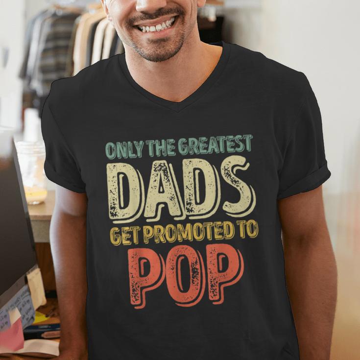 Only The Greatest Dads Get Promoted To Pop Men's V-Neck T-Shirt