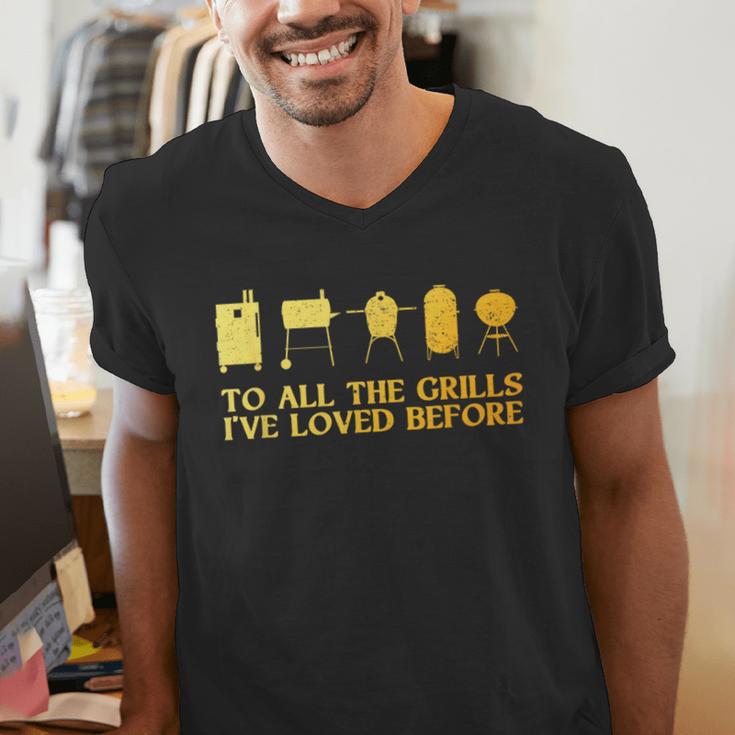 Grilling Art For Men Dad Barbecue Meat Smoking BBQ Men's V-Neck T-Shirt