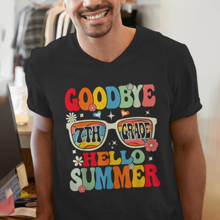 Groovy Goodbye 7th Grade Graduation Hello Summer Kids Men's V-Neck T-Shirt
