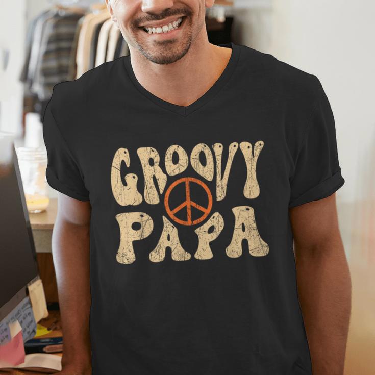 Groovy Papa 70s Aesthetic Nostalgia 1970's Retro Dad Men's V-Neck T-Shirt